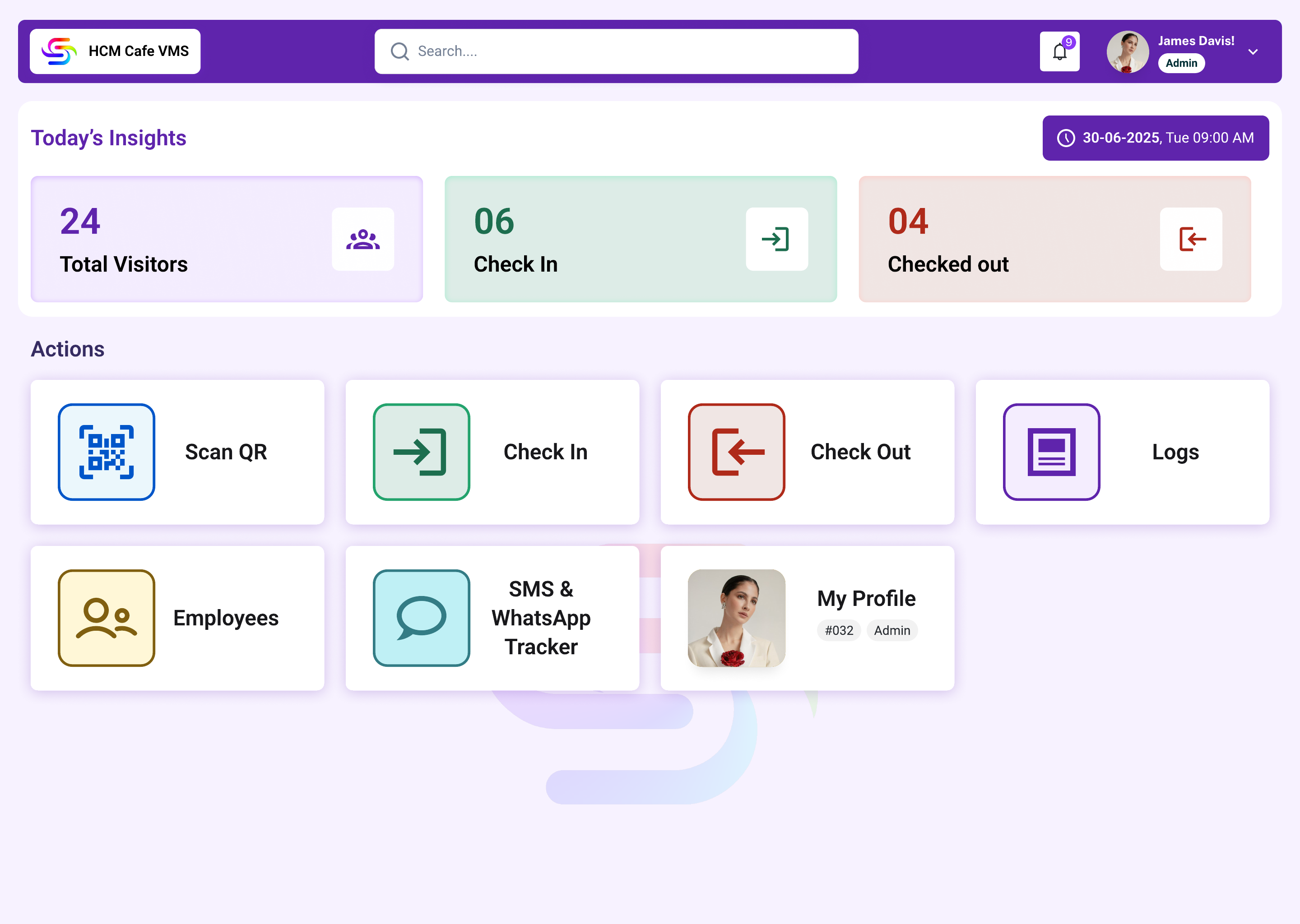 HCM Café Visitor Management company admin dashboard