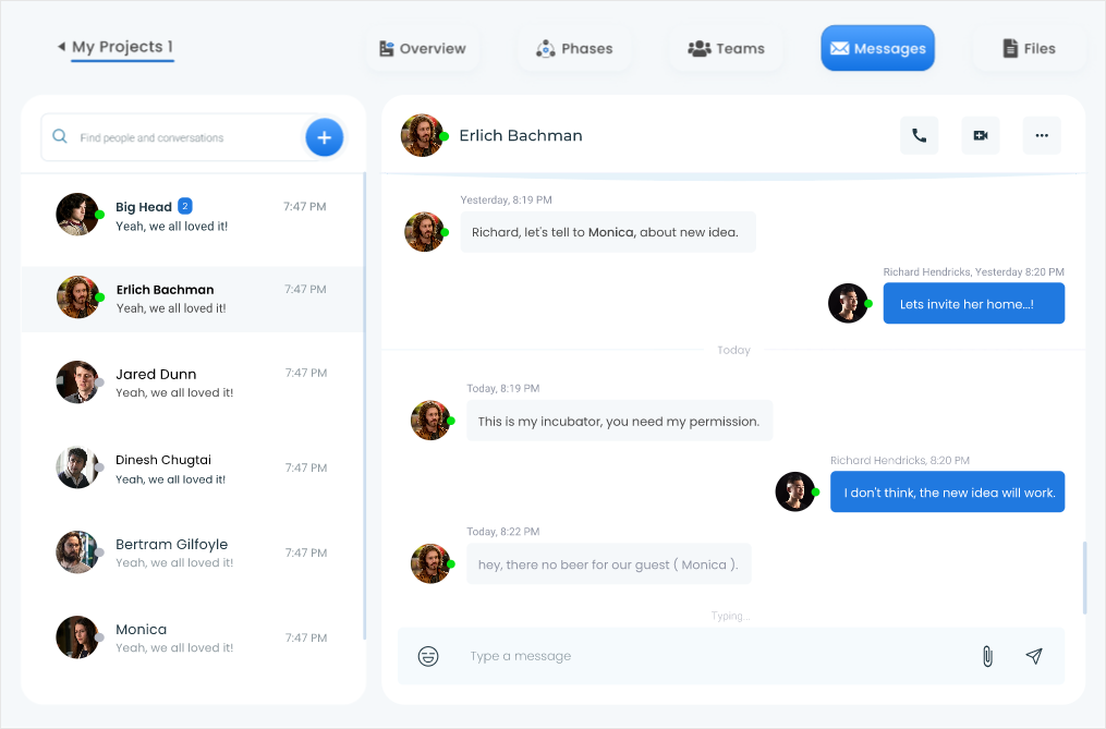 InventFunds project collaboration chat